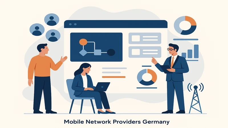 Mobile network providers in Germany - Telekom, Vodafone and O2 towers
