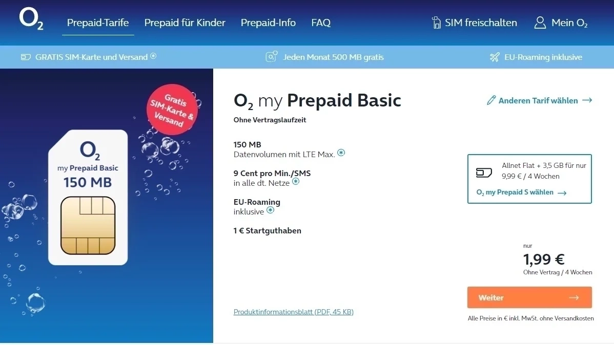 o2 Best top Prepaid card in Germany