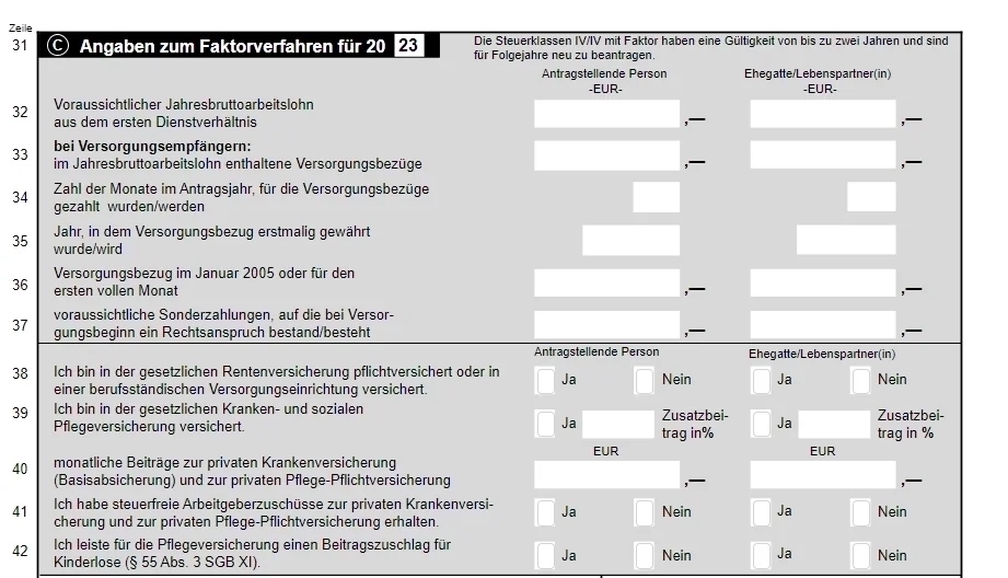 How to fill Antrag auf Steuerklassenwechsel bei Ehegatten Part 5