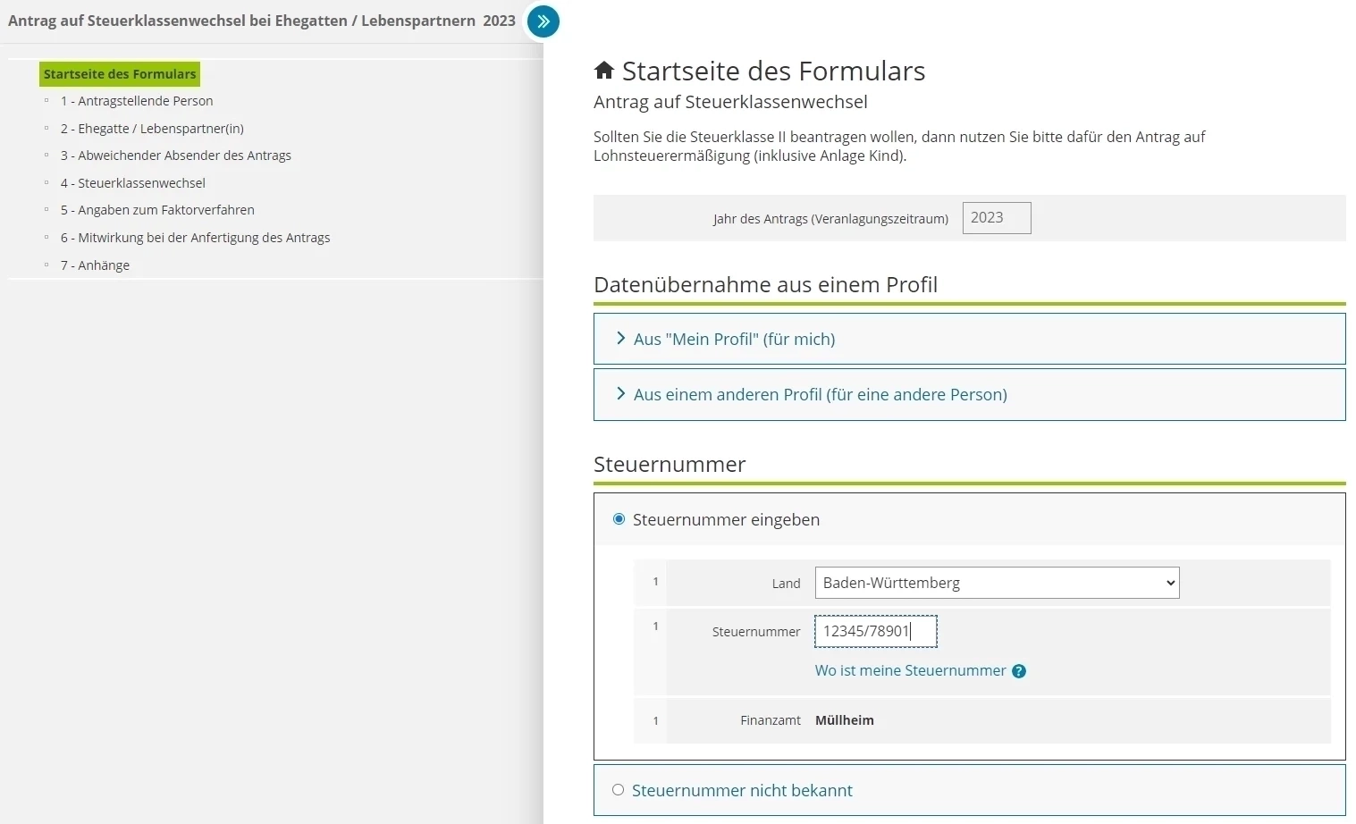 How to fill Antrag auf Steuerklassenwechsel bei Ehegatten using Elster Part 3