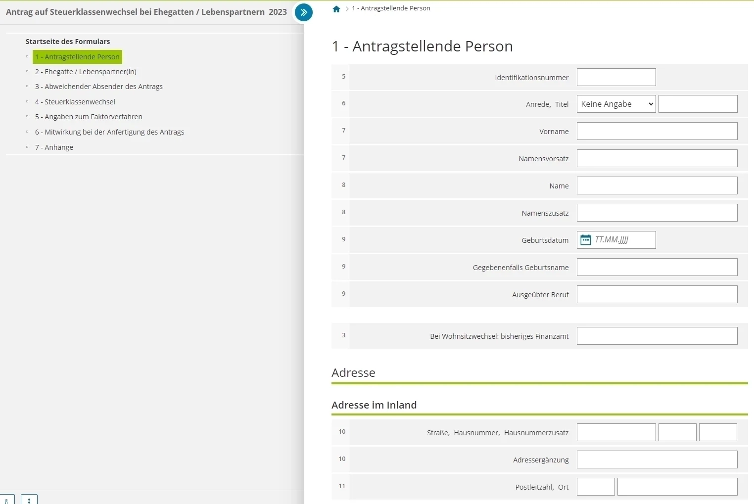 How to fill Antrag auf Steuerklassenwechsel bei Ehegatten using Elster Part 4