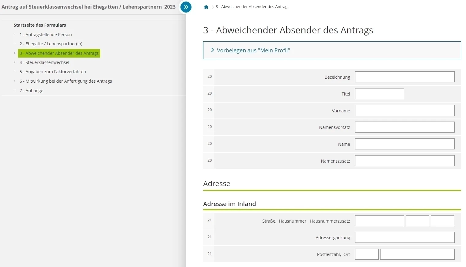 How to fill Antrag auf Steuerklassenwechsel bei Ehegatten using Elster Part 7