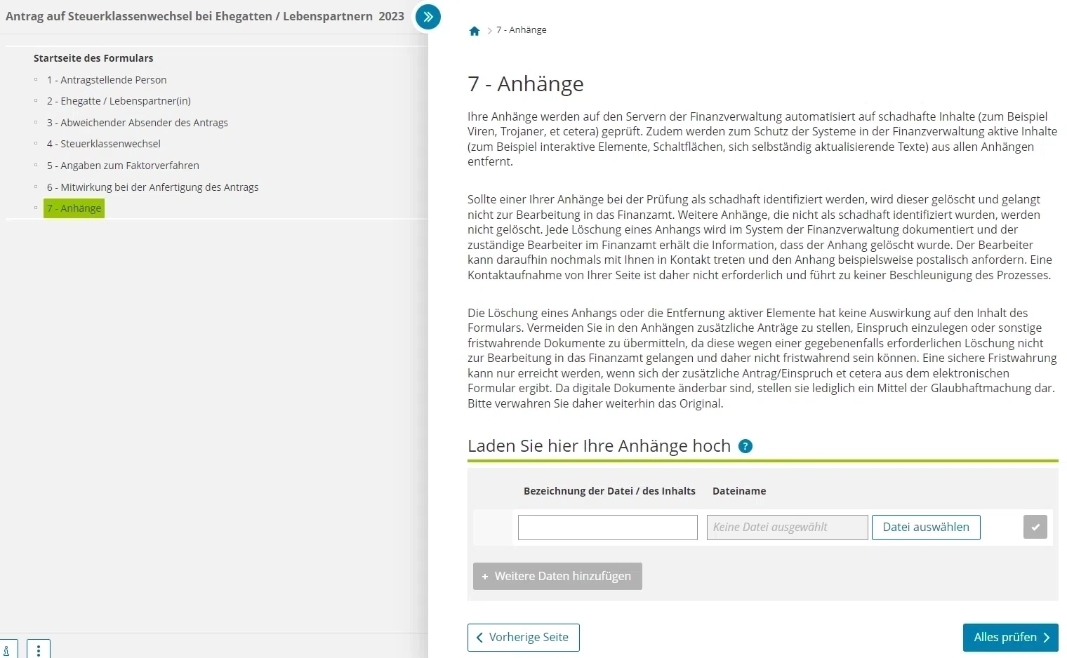 How to fill Antrag auf Steuerklassenwechsel bei Ehegatten using Elster Part 9