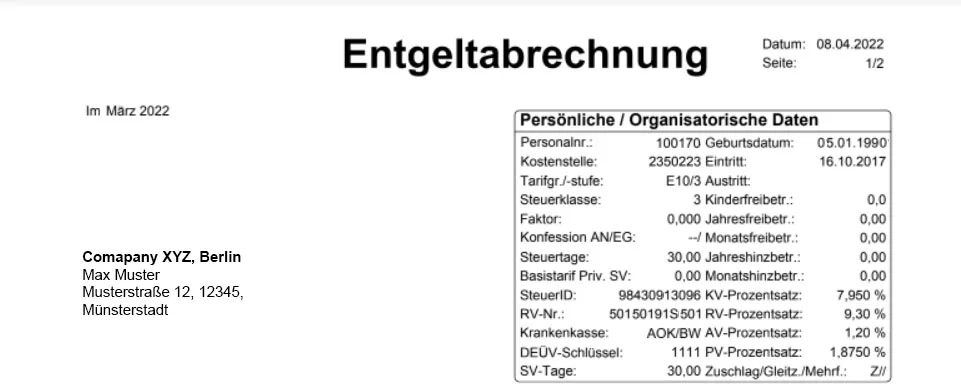 german salary slip explain