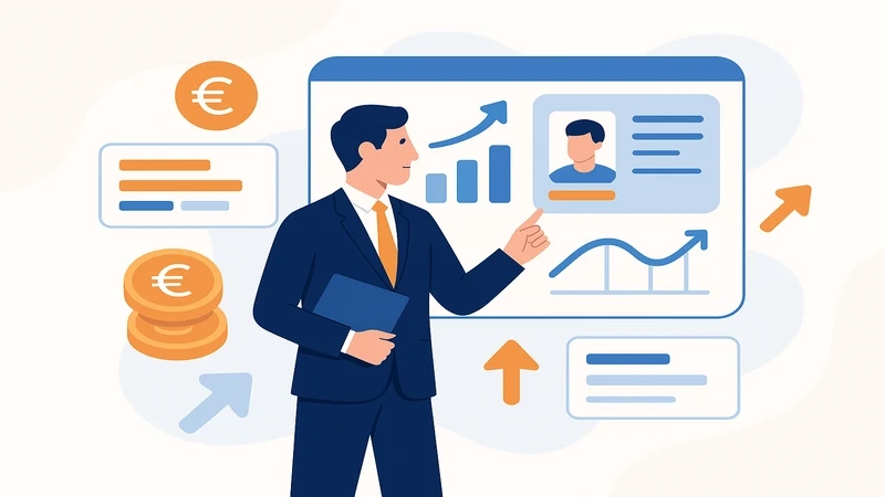 Expat holding a German permanent residence permit document at an Ausländerbehörde office