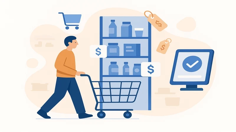 German supermarket aisle showing discount and full-service store options