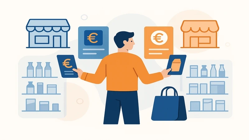 Fresh bread and produce section inside a well-stocked German Edeka supermarket