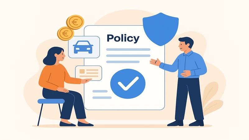 Leasing contract and insurance documents side by side at a German car dealership