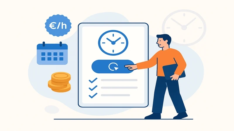 A worker handing over a contract in a German café, representing mini job employment in Germany