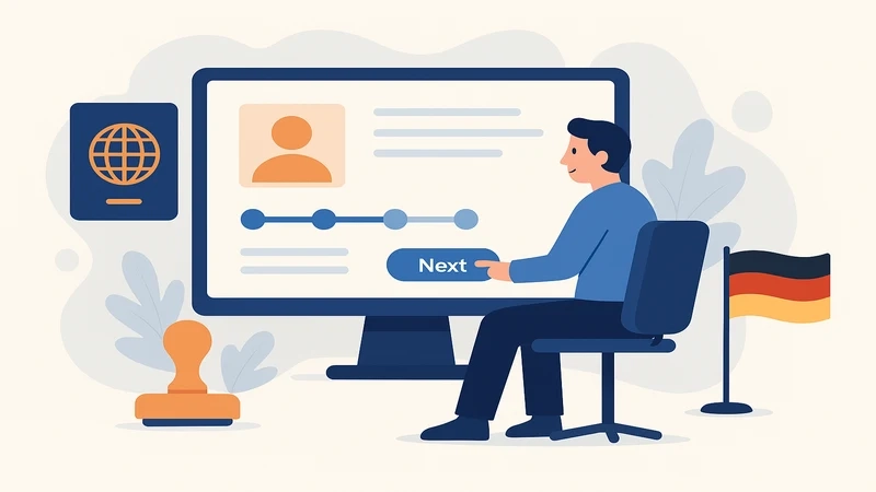 Expat reviewing Germany visa documents at a desk