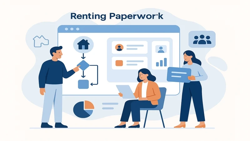 Documents needed to rent an apartment in Germany laid out on a desk