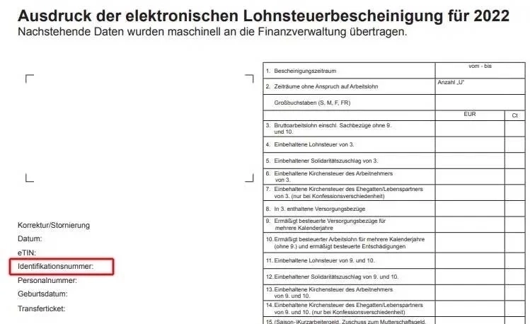 On your income tax report Einkommensteuerbescheid