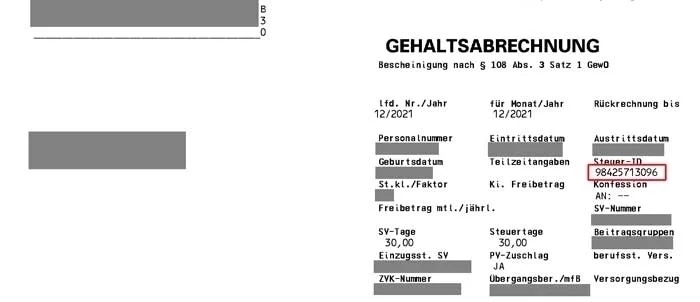 On your payslips Gehaltsabrechnung