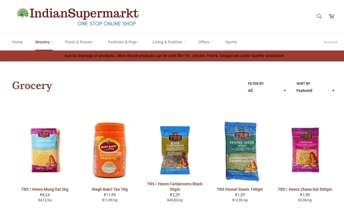 indiansupermarket online indian store in Germany