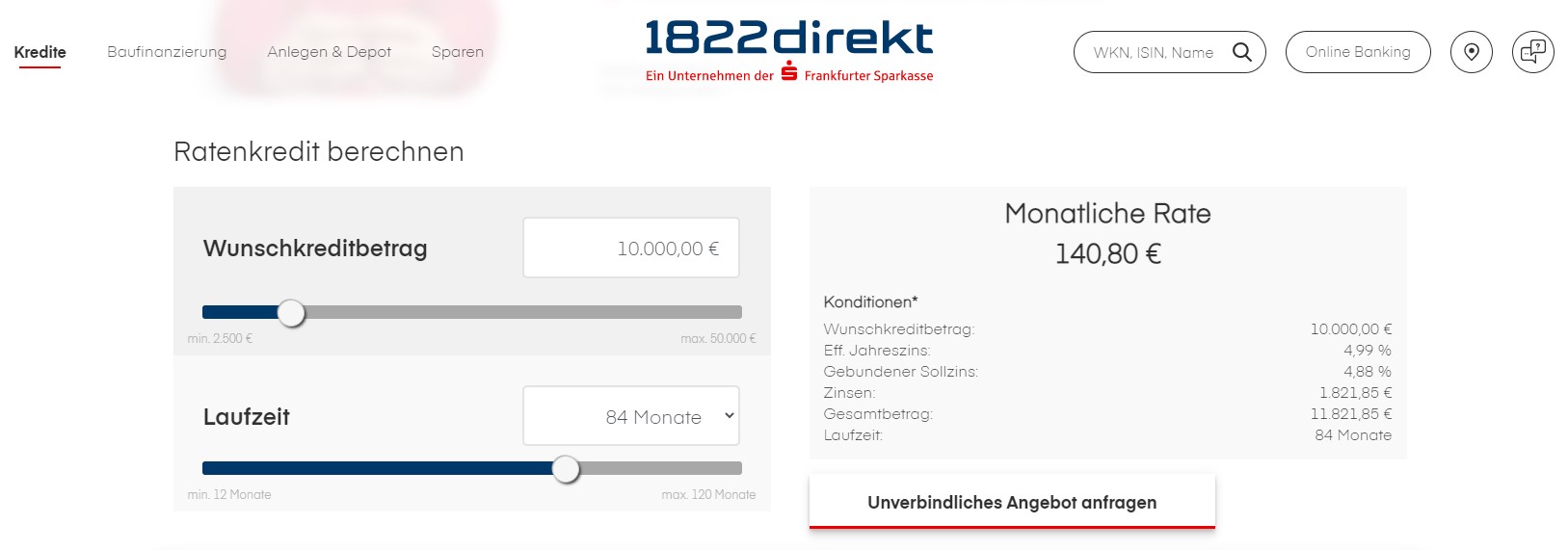 1822direkt private loans privatkredit in Germany