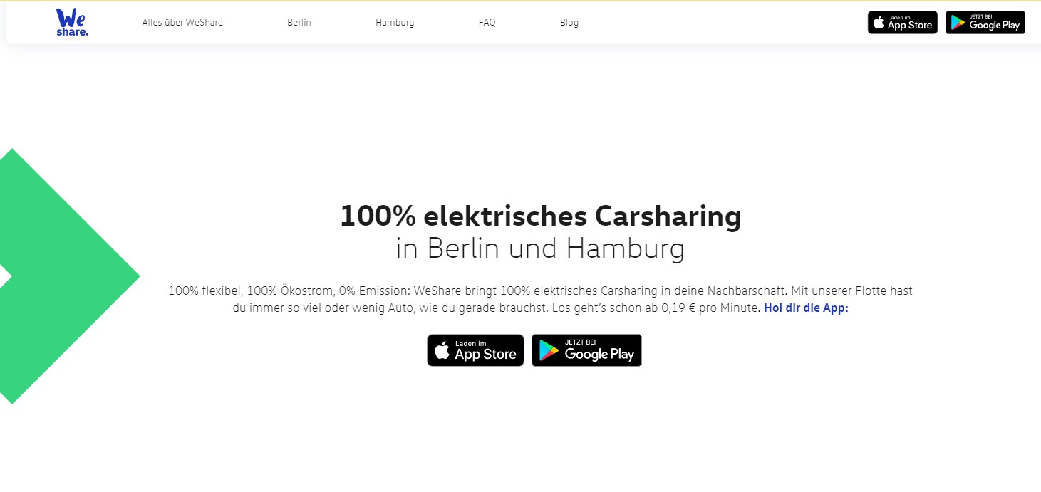 weshare car sharing services in Germany