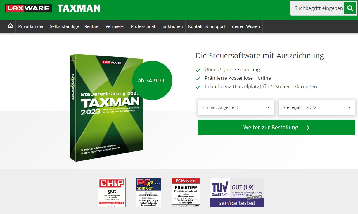 Taxman Tax Return Softwares in Germany 1