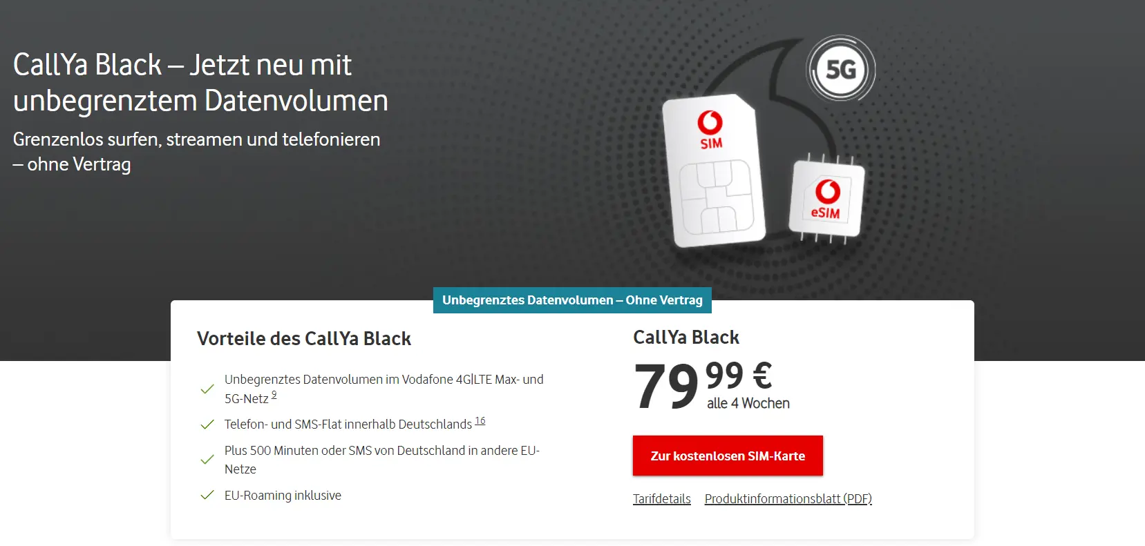 best prepaid unlimited data package in Germany from Vodafone